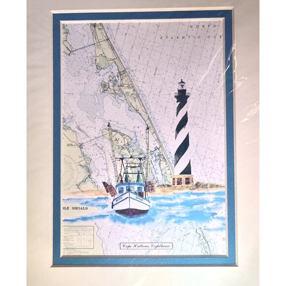 Cape Hatteras Lighthouse Nautical Themed Art Print By Moore Art Inc. - Picture 1 of 4